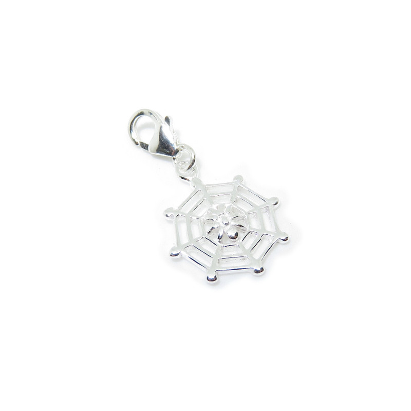 925 Sterling Silver Spider on Web Charm, Unique Gift